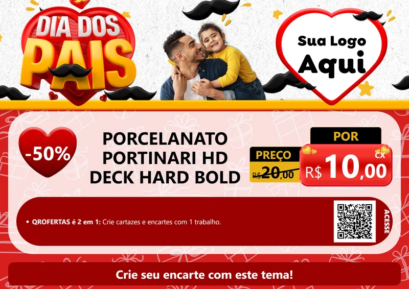 Modelo de Cartaz para Cartaz A4 Horizontal com o tema Dia dos Pais para Pisos e revestimentos