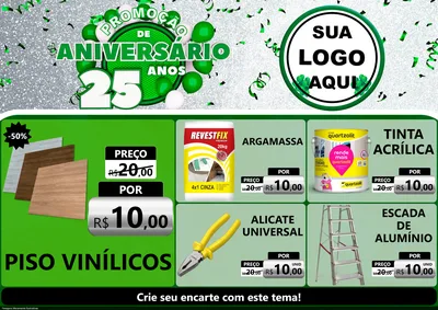 Modelo de Encarte para Encarte A4 Horizontal com o tema Promoção de Aniversário - 25 Anos para Material para Construção