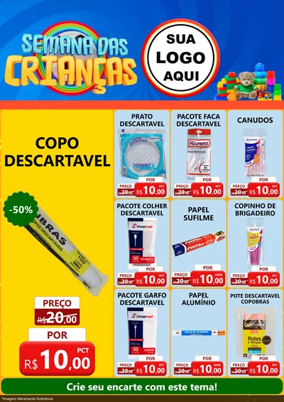 Modelo de Encarte para Encarte A4 Vertical com o tema Semana das Crianças para Embalagens