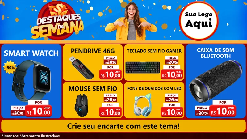 Modelo de TV para TV Horizontal com o tema Destaques da Semana para Informática