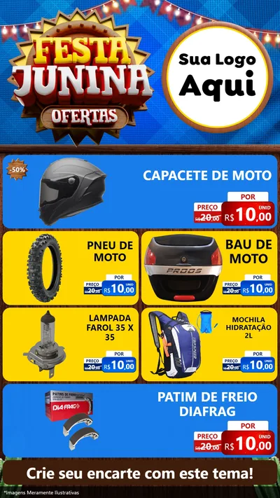 Modelo de TV para TV Vertical com o tema Festa Junina Ofertas para Moto peças