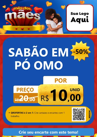 Modelo de Cartaz para Cartaz A4 Vertical com o tema Mês das Mães para Produtos de Limpeza