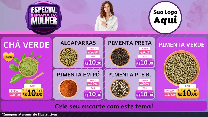 Modelo de TV para TV Horizontal com o tema Especial Semana da Mulher para Produtos Naturais
