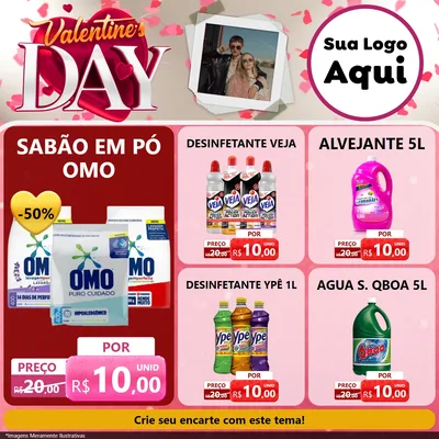 Modelo de Rede Social para Feed Facebook com o tema Valentine's Day para Produtos de Limpeza