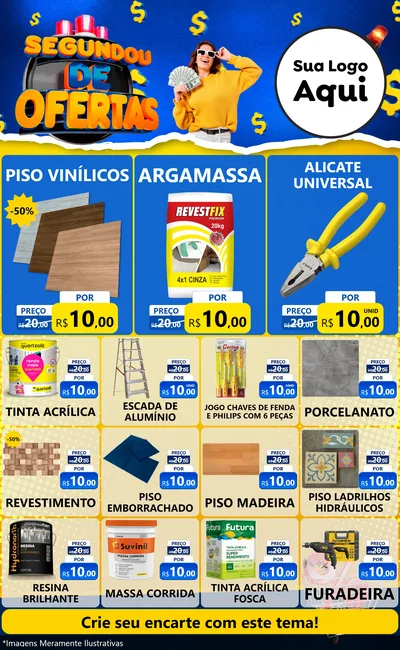 Modelo de Encarte para Encarte Grande com o tema Segundou de Ofertas para Material para Construção