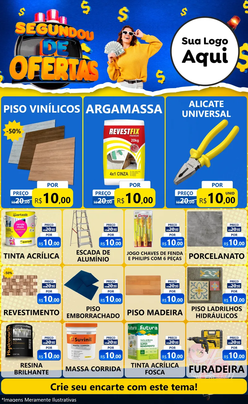 Modelo de Encarte para Encarte Grande com o tema Segundou de Ofertas para Material para Construção