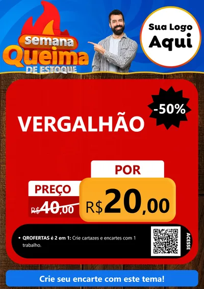 Modelo de Cartaz para Cartaz A4 Vertical com o tema Semana Queima de Estoque para Ferragens
