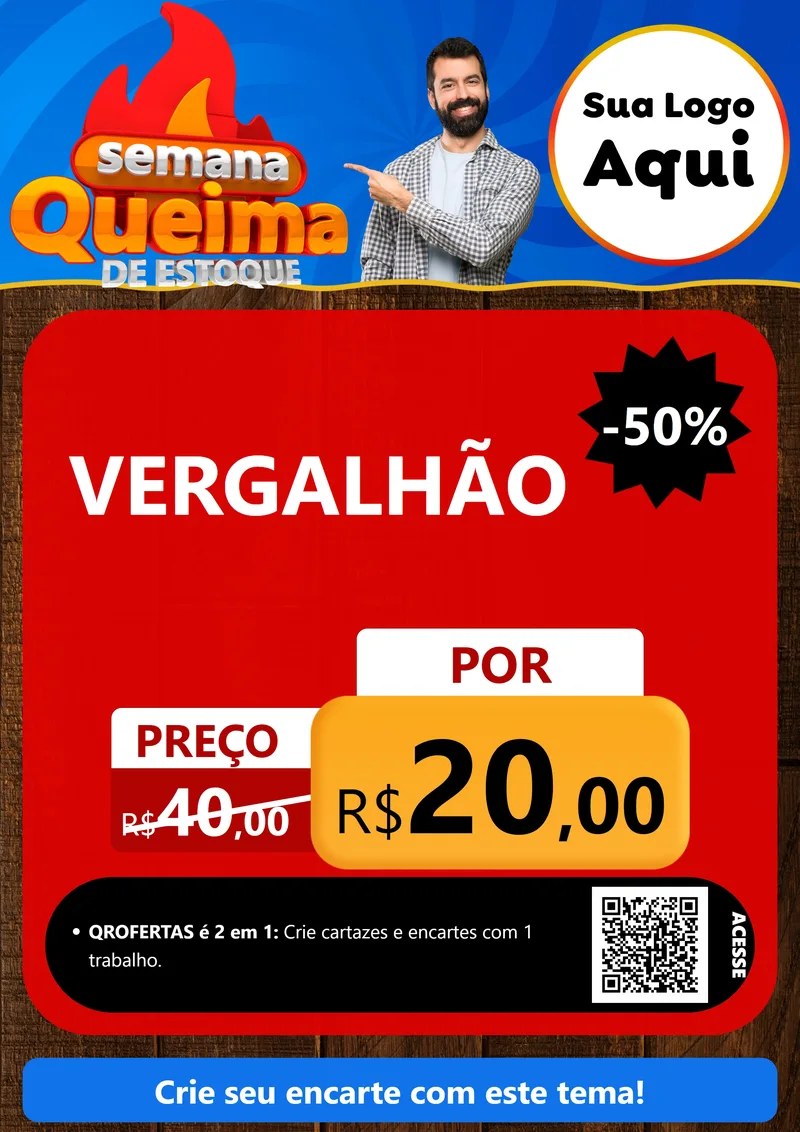 Modelo de Cartaz para Cartaz A4 Vertical com o tema Semana Queima de Estoque para Ferragens