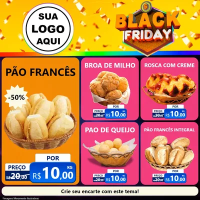 Modelo de Rede Social para Feed Facebook com o tema Black Friday para Padaria