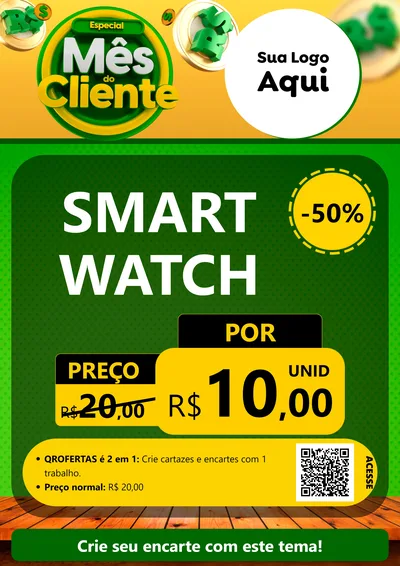 Modelo de Cartaz para Cartaz A4 Vertical com o tema Especial Mês do Cliente para Informática
