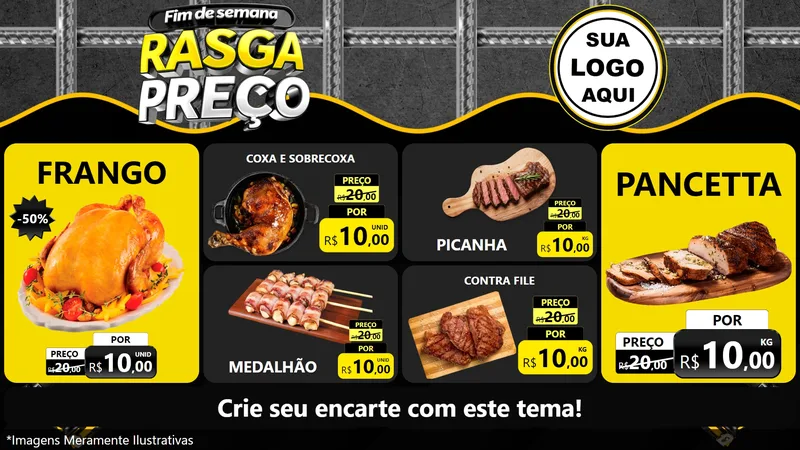 Modelo de TV para TV Horizontal com o tema Fim de Semana Rasga Preço para Assados
