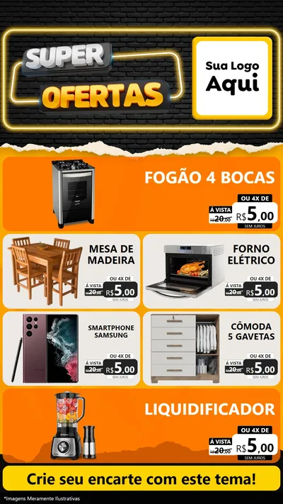 Modelo de TV para TV Vertical com o tema Super Ofertas para Móveis e Eletro