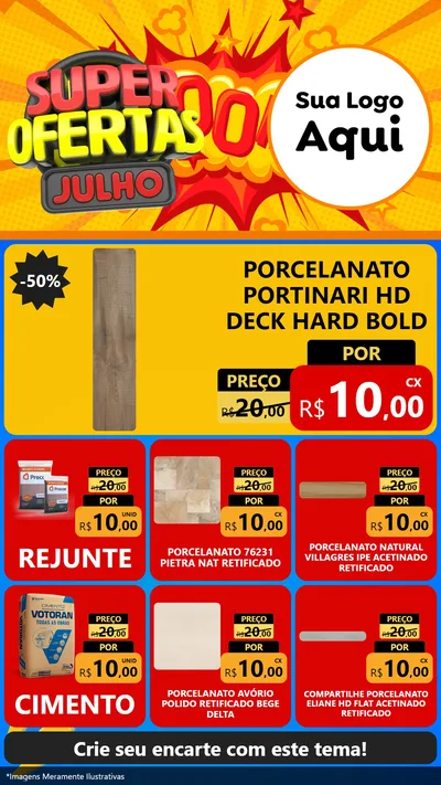 Modelo de Rede Social para Stories com o tema Super Ofertas Julho para Pisos e revestimentos