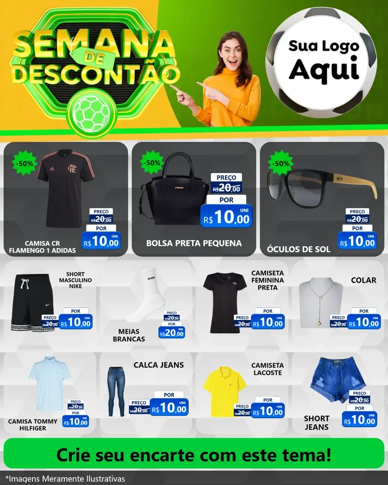 Modelo de Rede Social para Feed Instagram com o tema Semana de Descontão - Copa para Roupas e acessórios