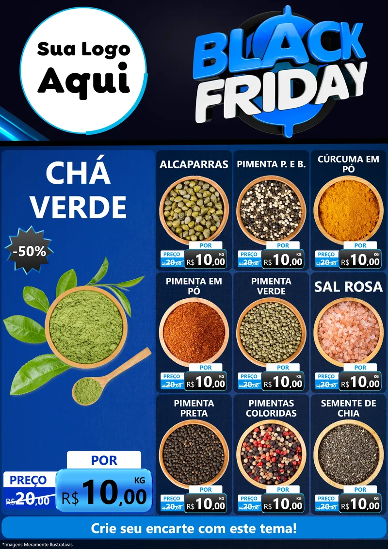 Modelo de Encarte para Encarte A4 Vertical com o tema Black Friday para Produtos Naturais