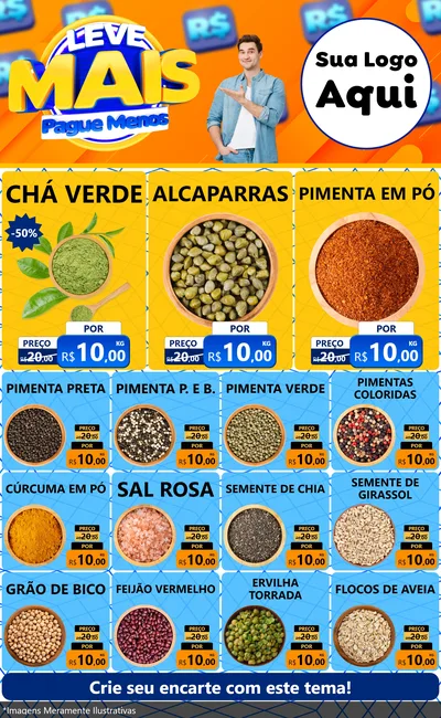 Modelo de Encarte para Encarte Grande com o tema Leve Mais, Pague Menos para Produtos Naturais