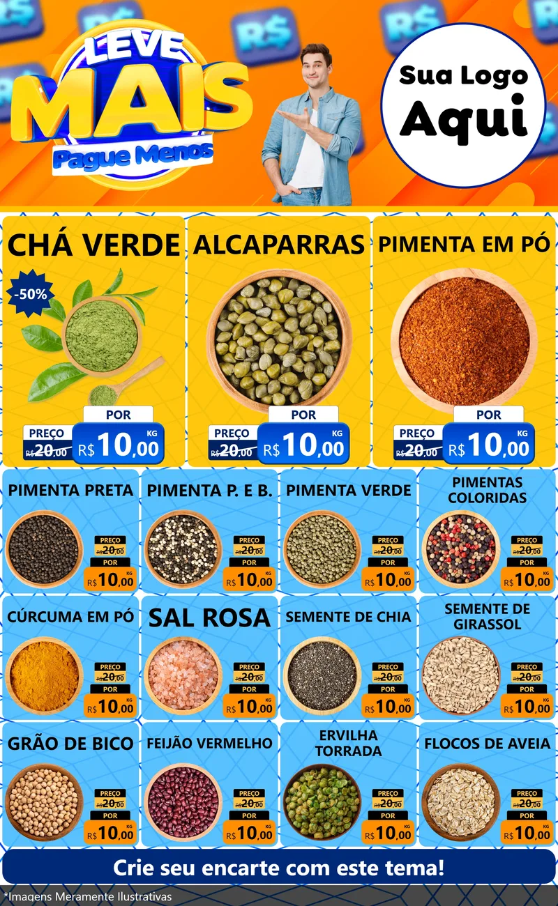 Modelo de Encarte para Encarte Grande com o tema Leve Mais, Pague Menos para Produtos Naturais