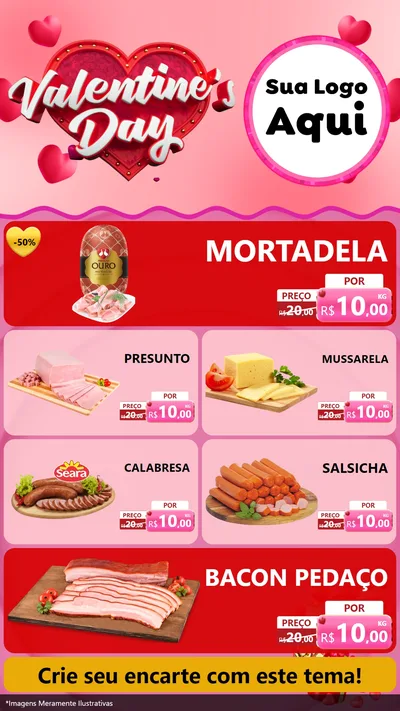 Modelo de TV para TV Vertical com o tema Valentine's Day para Frios e Laticínios