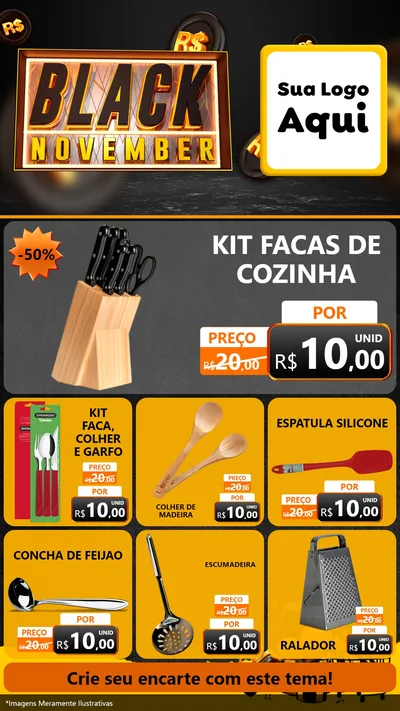 Modelo de Rede Social para Stories com o tema Black November para Utilidades Domésticas