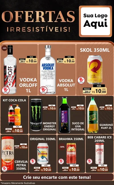 Modelo de Encarte para Encarte Grande com o tema Ofertas Irresistíveis! para Distribuidora de bebidas