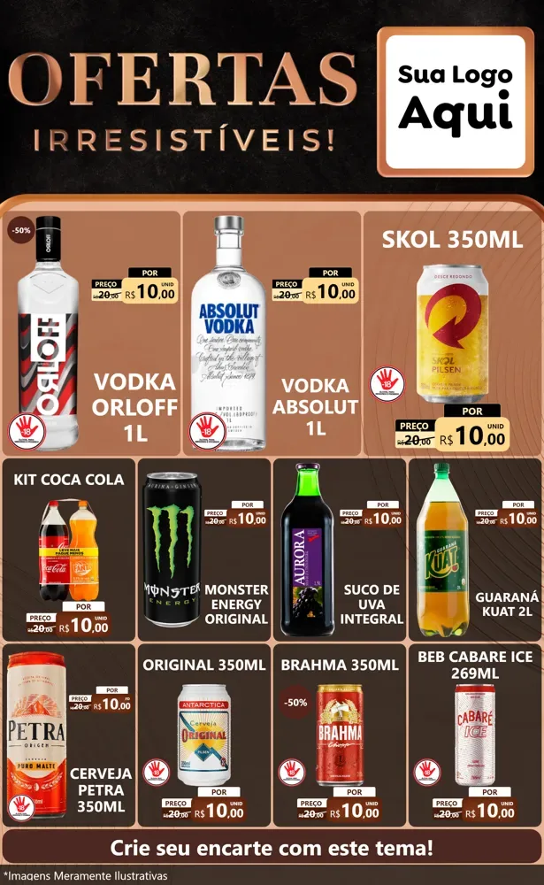 Modelo de Encarte para Encarte Grande com o tema Ofertas Irresistíveis! para Distribuidora de bebidas