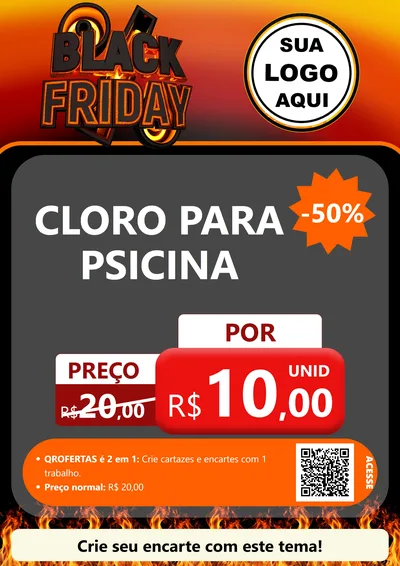 Modelo de Cartaz para Cartaz A4 Vertical com o tema Black Friday para Produtos para Piscina