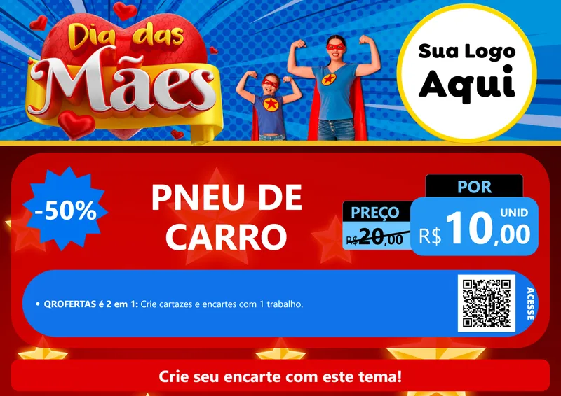 Modelo de Cartaz para Cartaz A4 Horizontal com o tema Dia das Mães para Auto peças