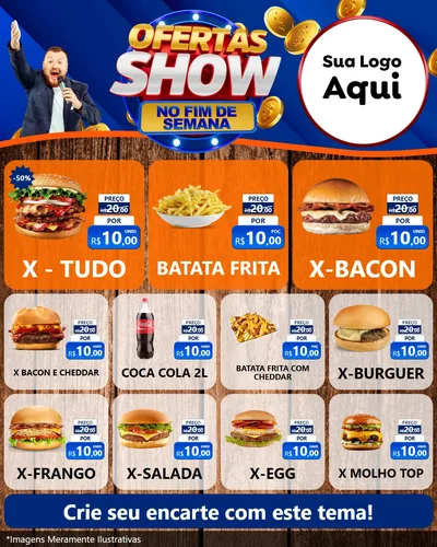 Modelo de Rede Social para Feed Instagram com o tema Ofertas Show No Fim De Semana para Hamburgueria