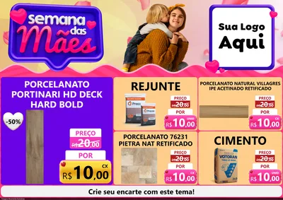 Modelo de Encarte para Encarte A4 Horizontal com o tema Semana das Mães para Pisos e revestimentos