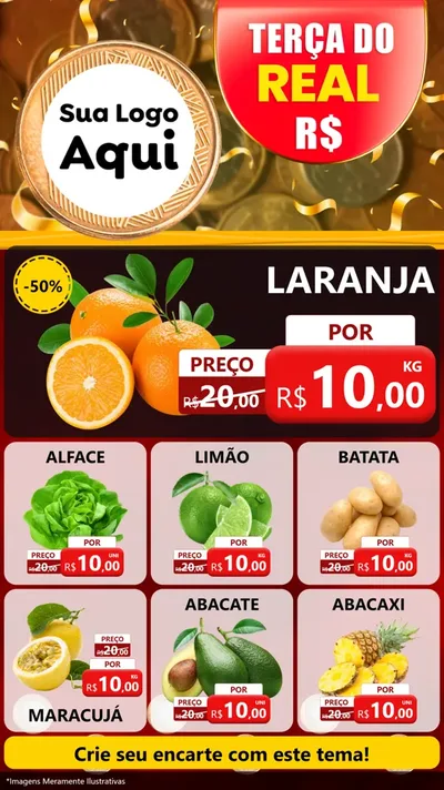 Modelo de Rede Social para Stories com o tema Terça do Real para Hortifrúti