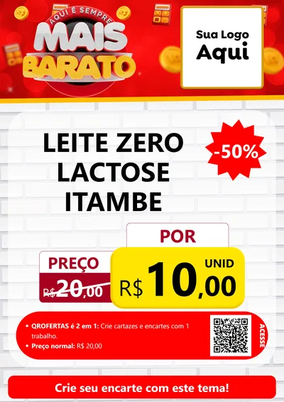 Modelo de Cartaz para Cartaz A4 Vertical com o tema Mais Barato para Frios e Laticínios
