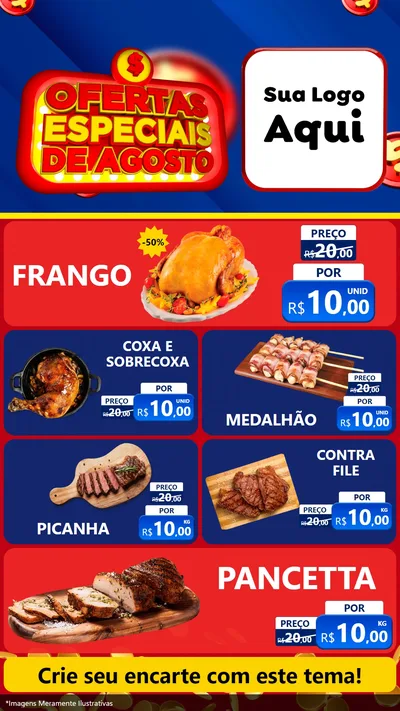Modelo de TV para TV Vertical com o tema Ofertas Especiais de Agosto para Assados