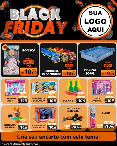 Modelo de Rede Social para Feed Instagram com o tema Black Friday para Brinquedos