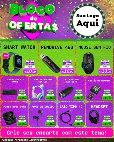 Modelo de Rede Social para Feed Instagram com o tema Bloco de Ofertas para Informática