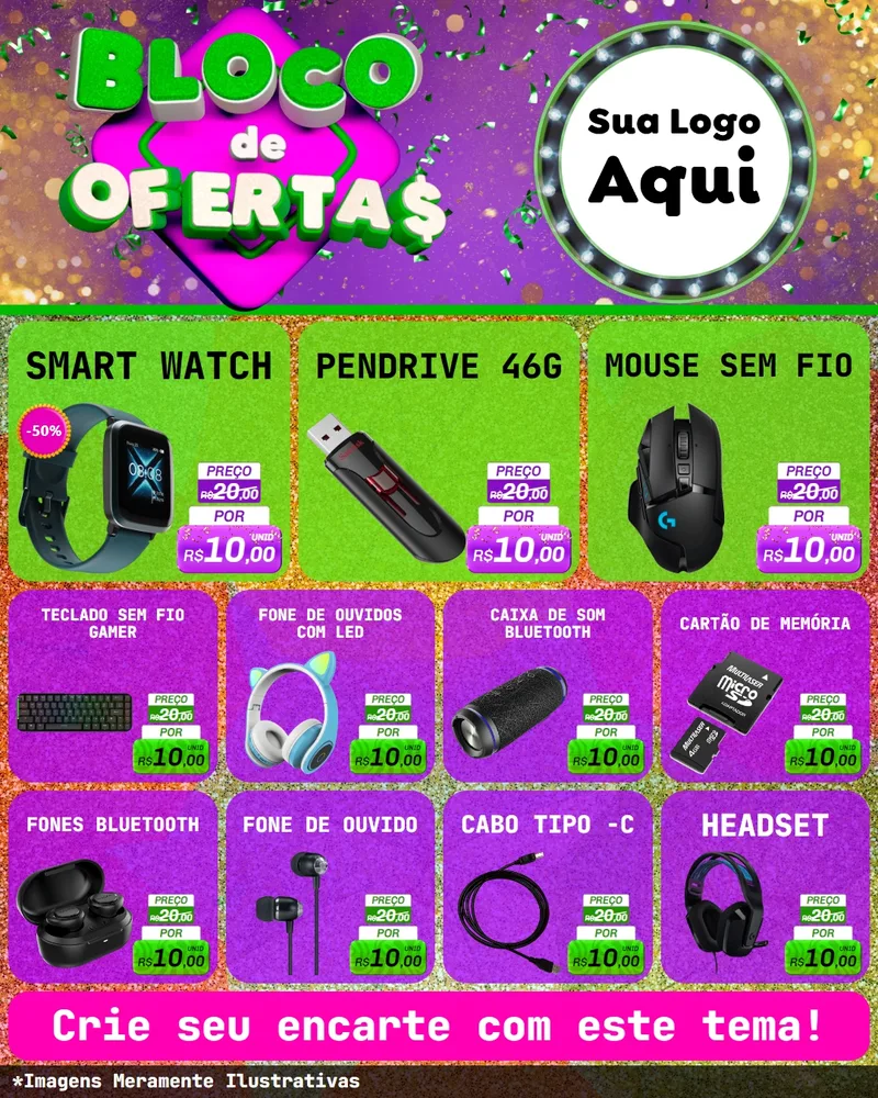 Modelo de Rede Social para Feed Instagram com o tema Bloco de Ofertas para Informática