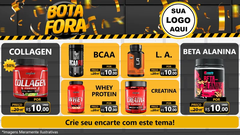 Modelo de TV para TV Horizontal com o tema Bota Fora para Suplementos alimentares