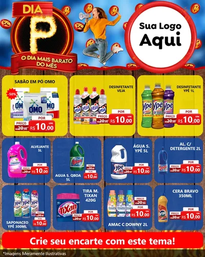 Modelo de Rede Social para Feed Instagram com o tema Dia P - O Dia Mais Barato Do Mês para Produtos de Limpeza