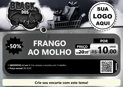 Modelo de Cartaz para Cartaz A4 Horizontal com o tema Black dos Sonhos para Restaurante