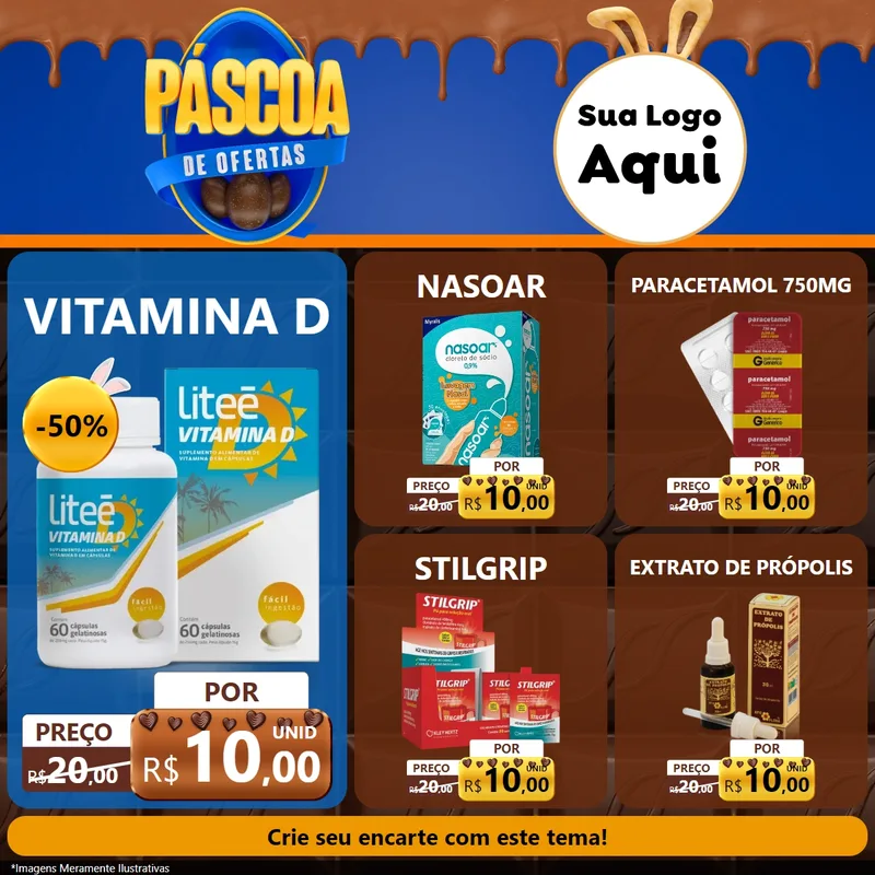 Modelo de Rede Social para Feed Facebook com o tema Páscoa de Ofertas para Farmácia