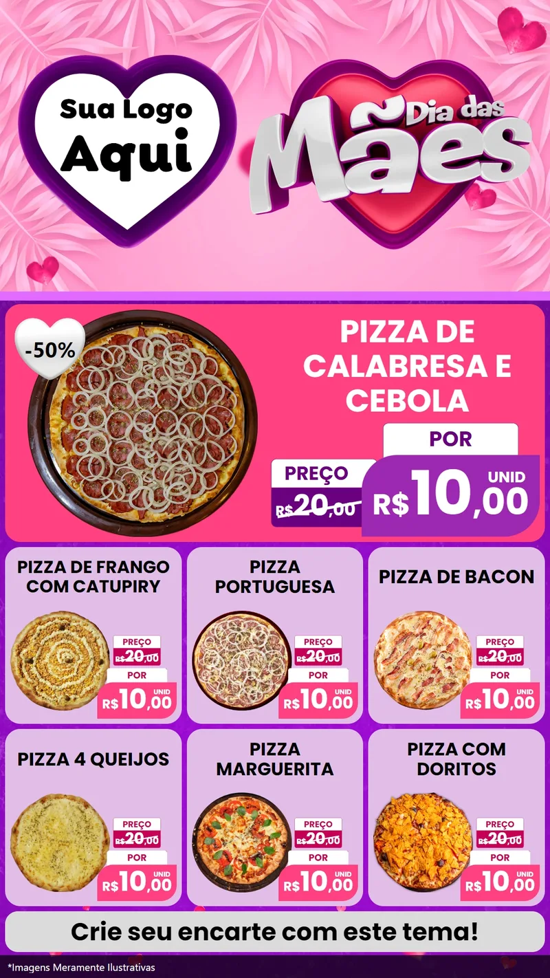 Modelo de Rede Social para Stories com o tema Dia das Mães para Pizzaria