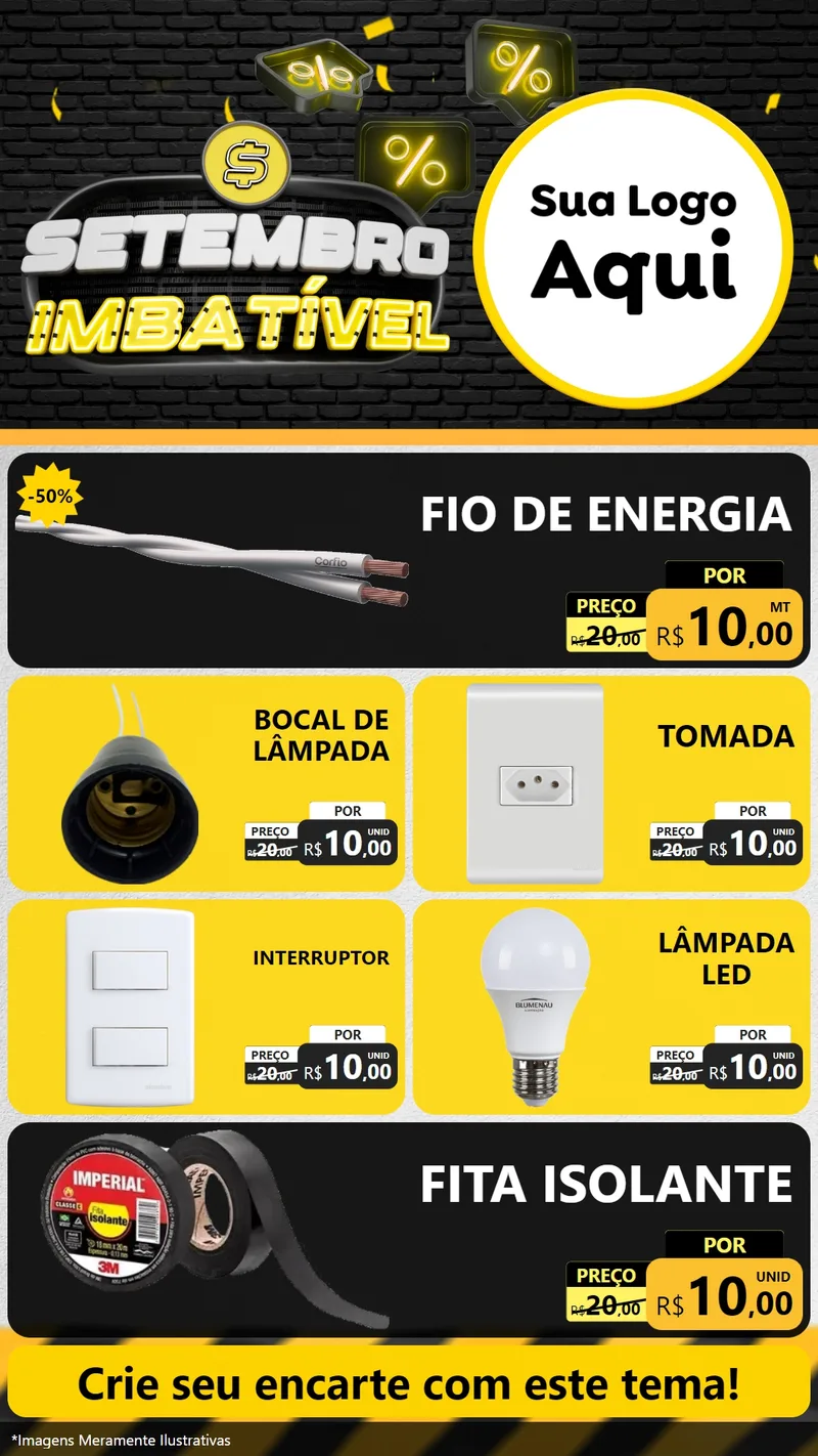 Modelo de TV para TV Vertical com o tema Setembro Imbatível para Materiais Elétricos