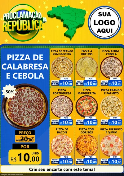 Modelo de Encarte para Encarte A4 Vertical com o tema Proclamação da República para Pizzaria