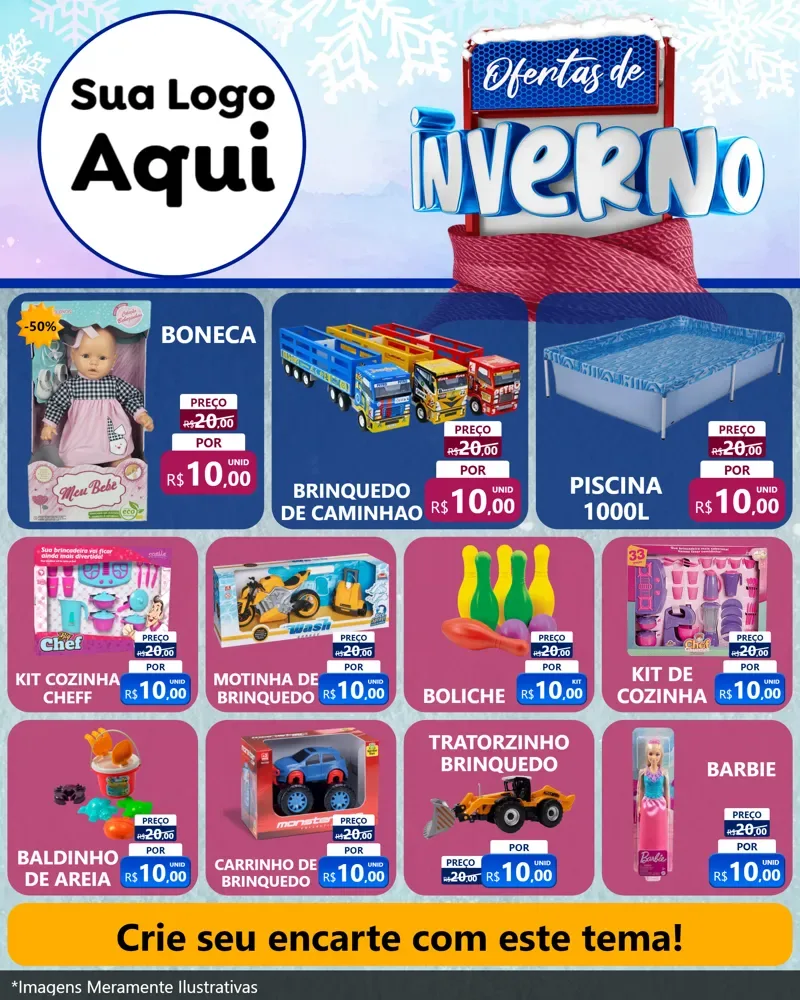Modelo de Rede Social para Feed Instagram com o tema Ofertas de Inverno para Brinquedos