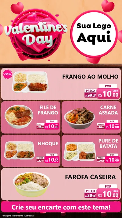 Modelo de TV para TV Vertical com o tema Valentine's Day para Restaurante