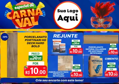 Modelo de Encarte para Encarte A4 Horizontal com o tema Especial de Carnaval para Pisos e revestimentos