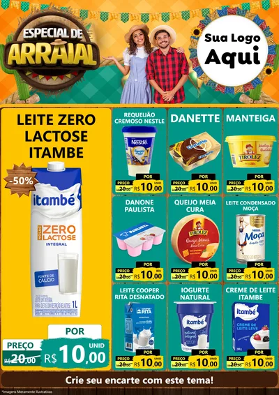 Modelo de Encarte para Encarte A4 Vertical com o tema Especial De Arraial para Frios e Laticínios
