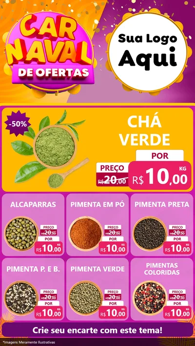 Modelo de Rede Social para Stories com o tema Carnaval de Ofertas para Produtos Naturais