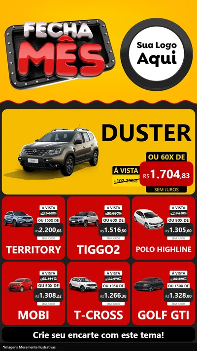 Modelo de Rede Social para Stories com o tema Fecha Mês para Concessionaria de Carros
