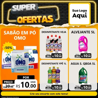Modelo de Rede Social para Feed Facebook com o tema Super Ofertas para Produtos de Limpeza