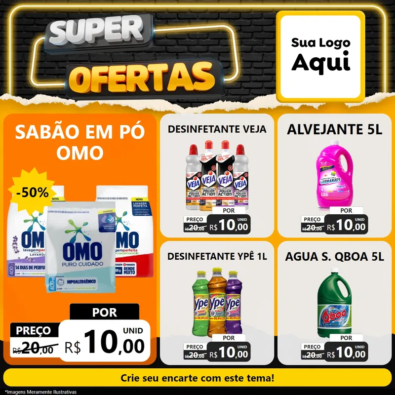 Modelo de Rede Social para Feed Facebook com o tema Super Ofertas para Produtos de Limpeza